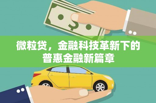 孙吴微粒贷，金融科技革新下的普惠金融新篇章